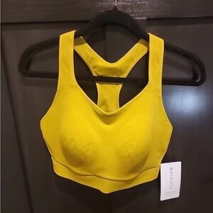 Athleta Hustle II Sports Bra 36D 36DD Yellow Racerback High Support NWT